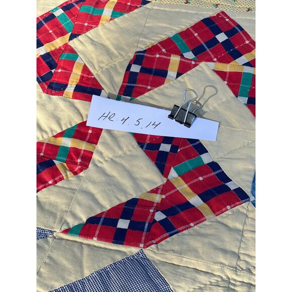 Vintage Crazy Ann Pinwheel Quilt 72x88 Gingham Cottage Farmhouse Grandmillenial - Picture 11 of 11